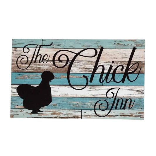 The Chick Inn Silkie Hen Chicken Blue Sign - The Renmy Store Homewares & Gifts