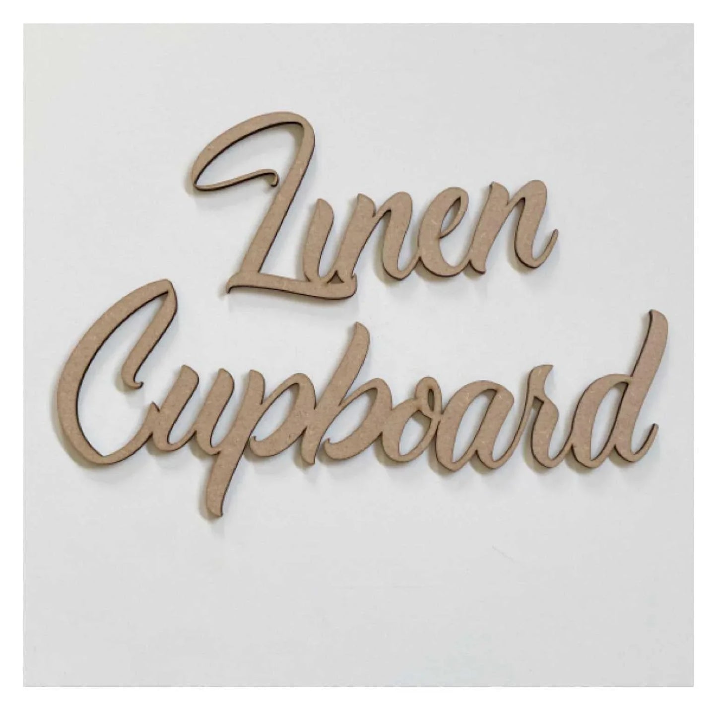 Linen Cupboard Word Door Wall Art DIY Raw MDF Timber Wood - The Renmy Store Homewares & Gifts