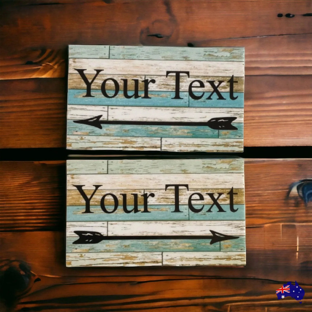 Custom Personalised Arrow Rustic Blue Direction Sign - The Renmy Store Homewares & Gifts