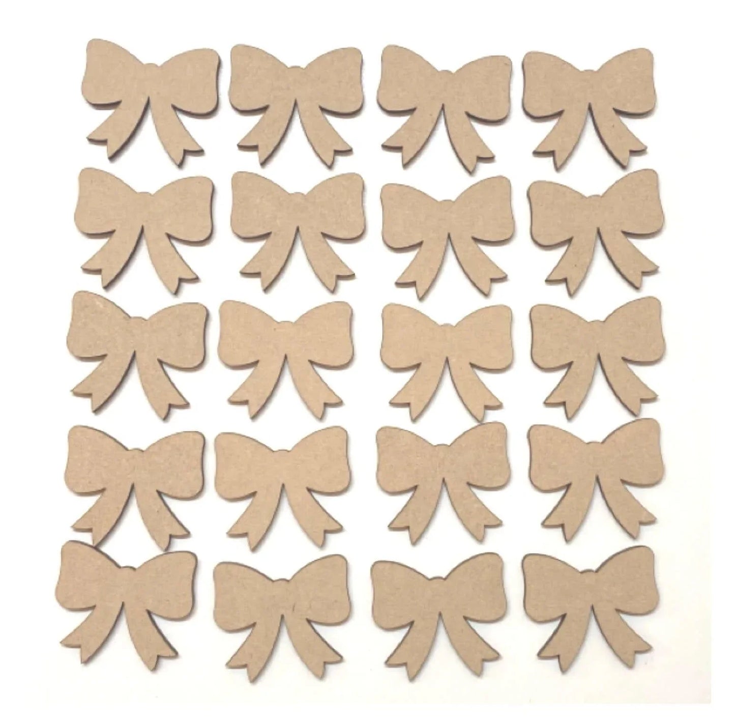 Bow Set of 20 Shape Wooden MDF DIY - The Renmy Store Homewares & Gifts