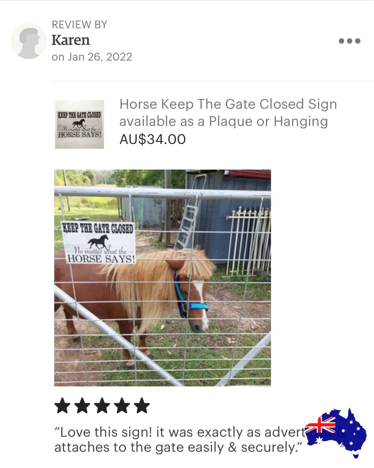 Horse Keep The Gate Closed Aussie Made Sign - The Renmy Store Homewares & Gifts