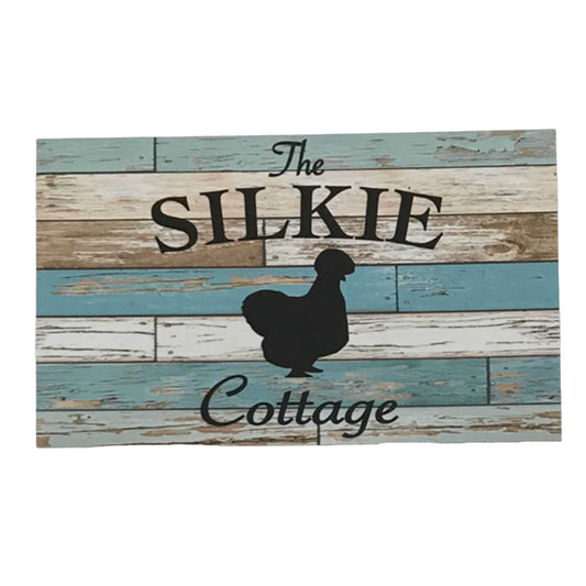 Silkie Chicken Cottage Blue Timber Style Sign - The Renmy Store Homewares & Gifts 