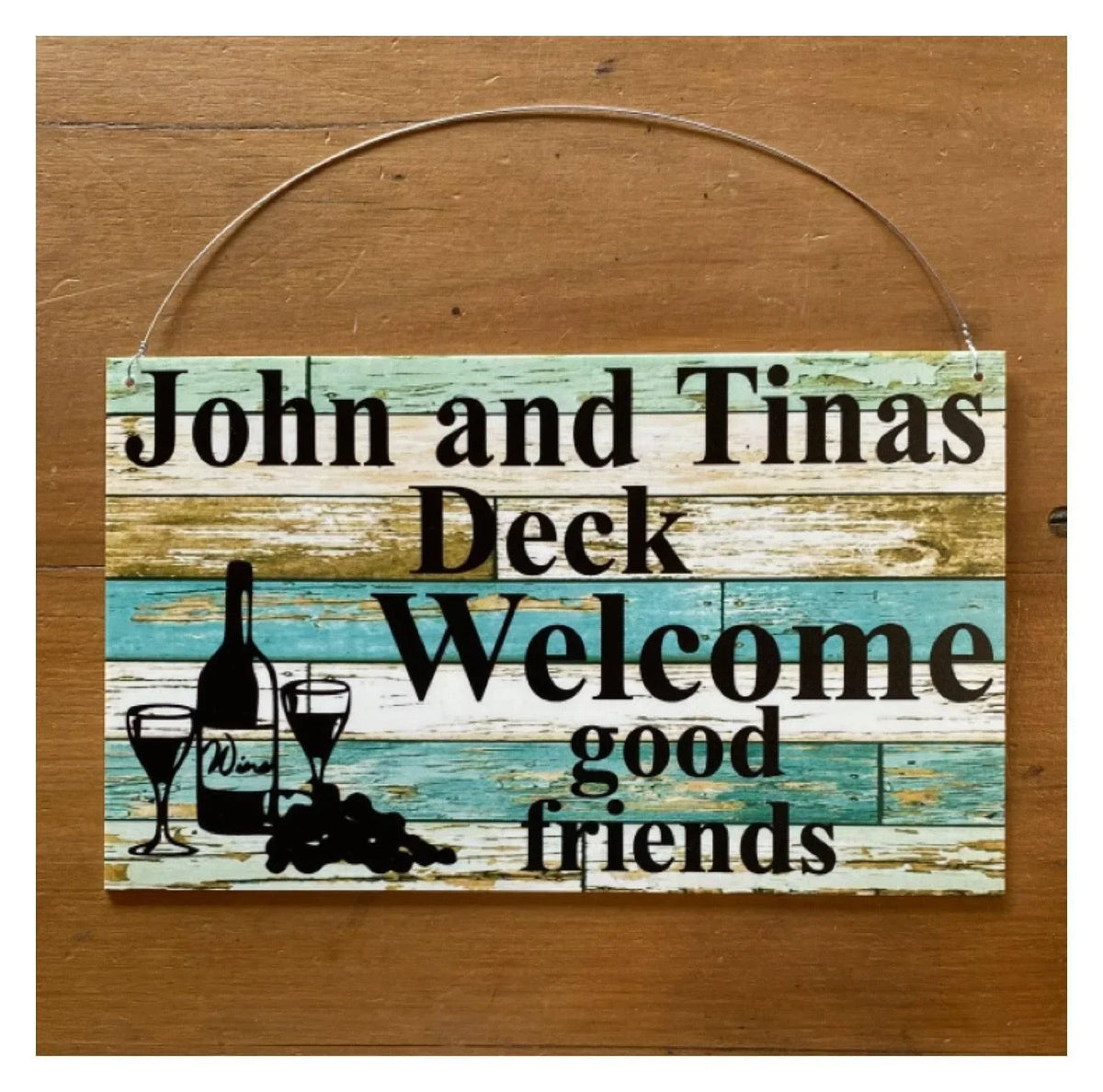 Wine Vintage Rustic Blue Custom Personalised Sign - The Renmy Store Homewares & Gifts