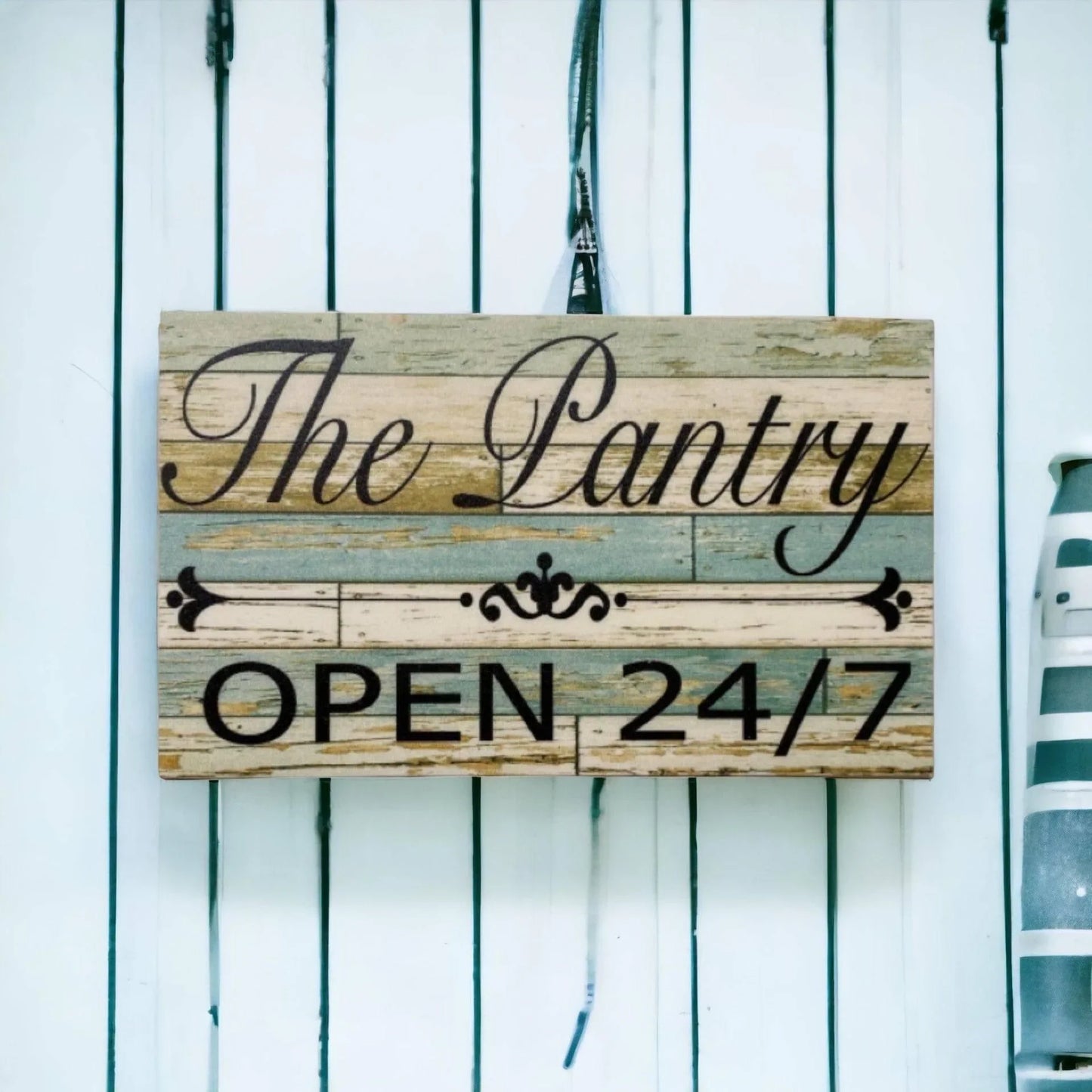 The Pantry Open 24/7 Kitchen Vintage Blue Sign - The Renmy Store Homewares & Gifts