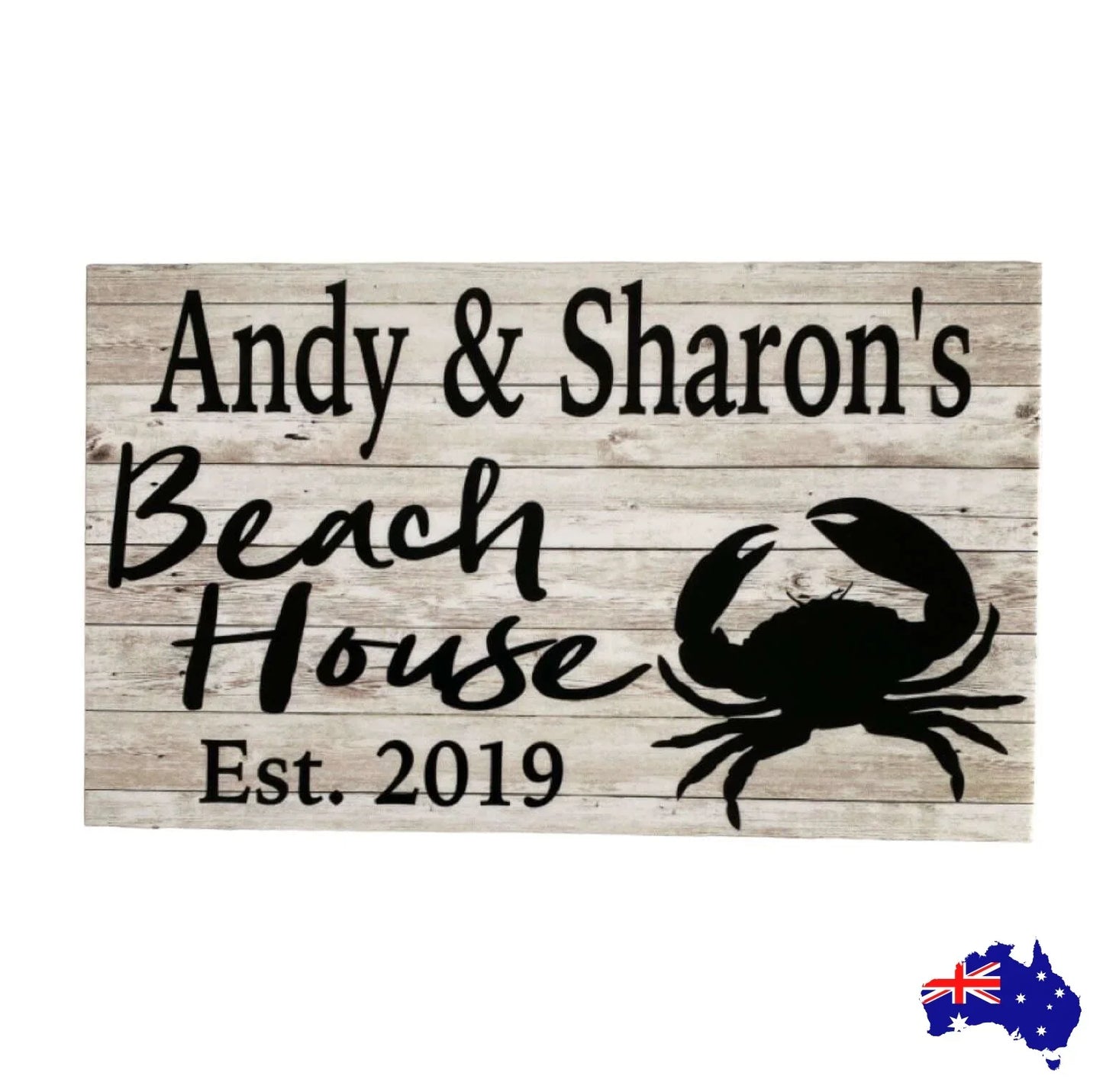 Beach House Est. Custom Name Crab Sign - The Renmy Store Homewares & Gifts