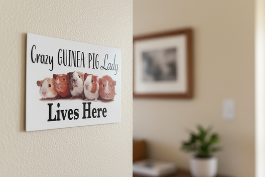 Crazy Guinea Pig Lady Lives Here Sign Aussie Made