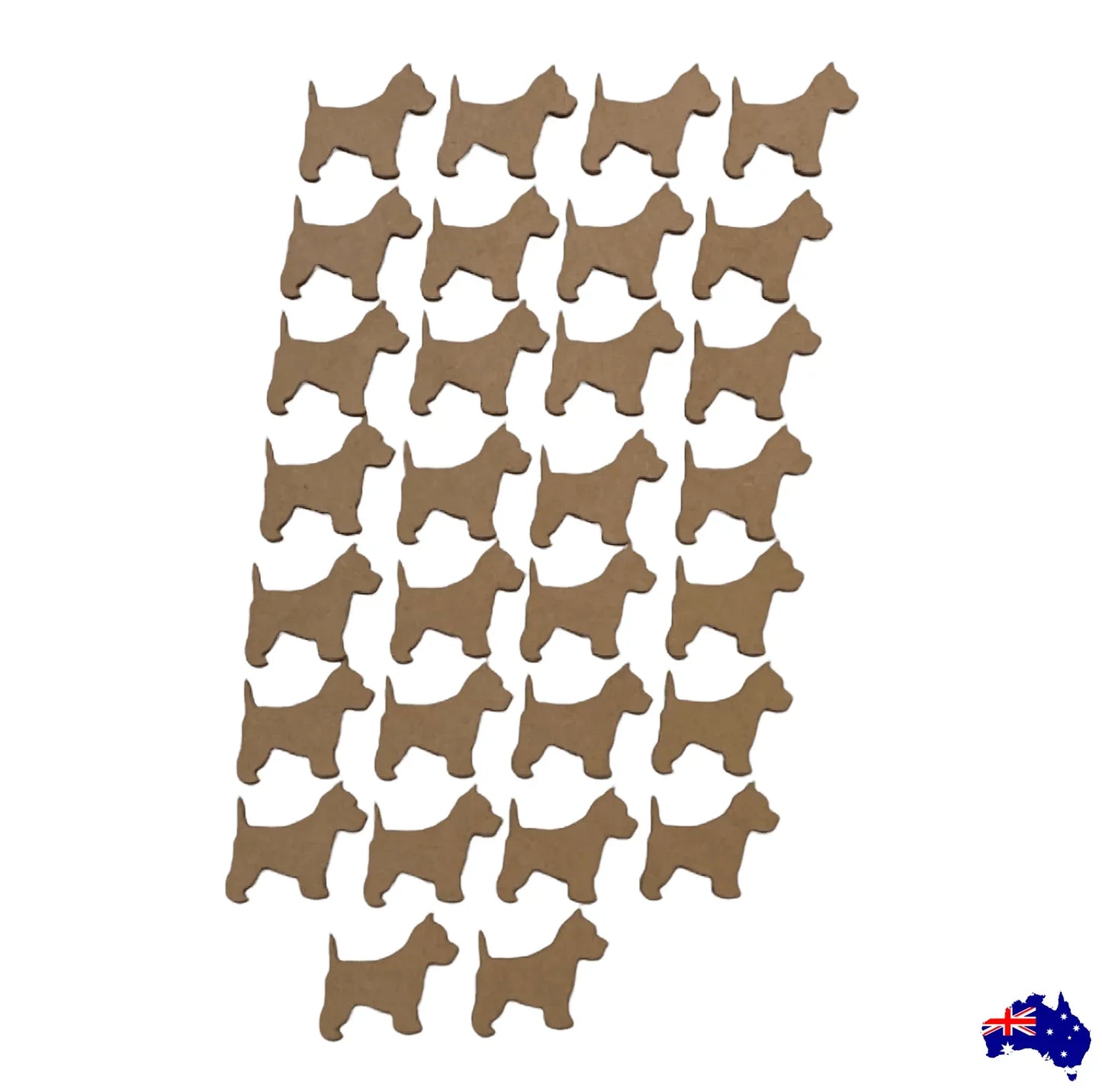 West Highland Terrier Westie Dog Set of 30 DIY Raw MDF Timber - The Renmy Store Homewares & Gifts