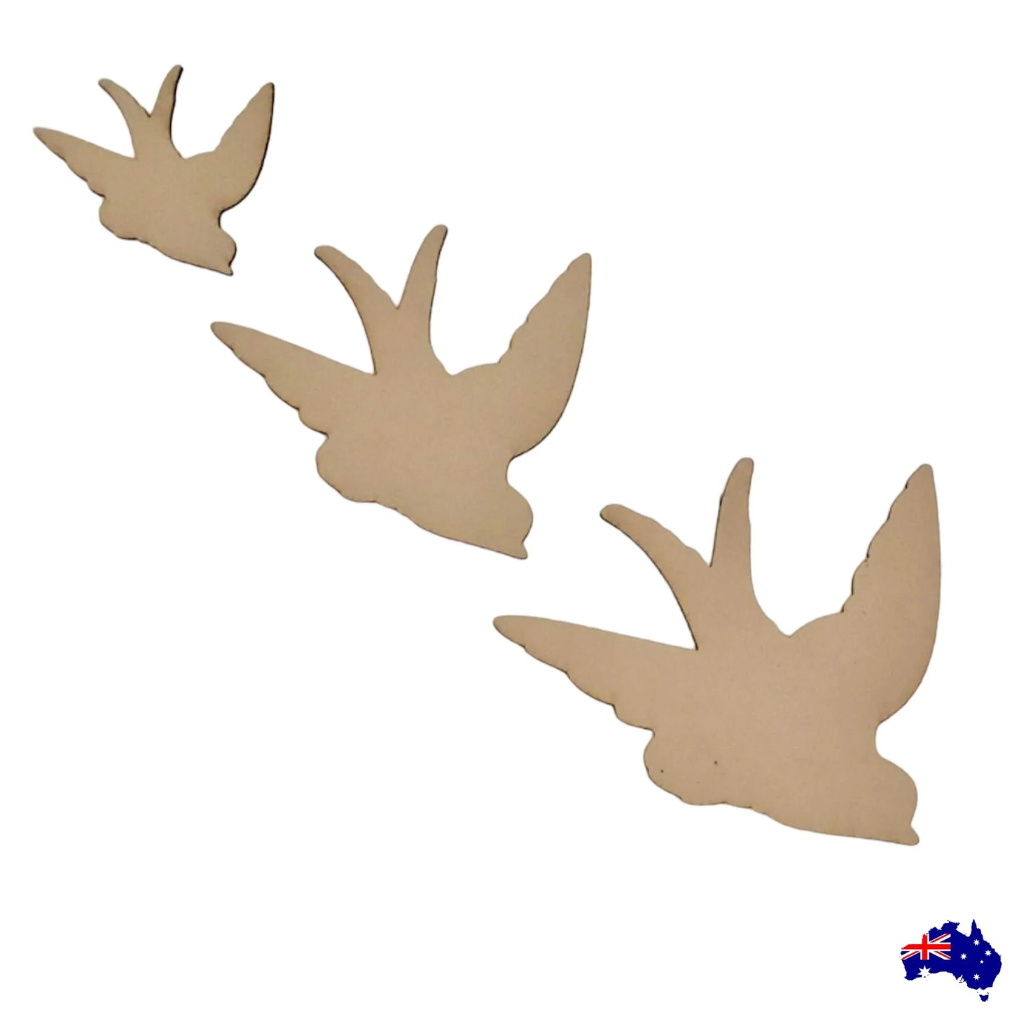 Bird Set of 3 Flying Birds MDF Shape DIY Raw Cut Out Art Craft Decor - The Renmy Store Homewares & Gifts