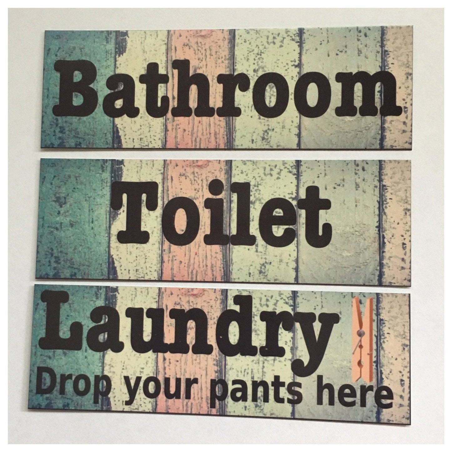 Rustic Colourful Timber Look Door Room Sign Toilet Laundry Bathroom - The Renmy Store Homewares & Gifts