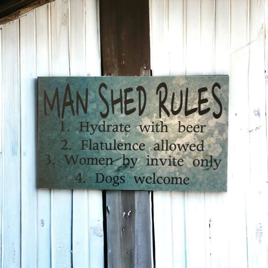 Man Shed Rules Rustic Sign - The Renmy Store Homewares & Gifts