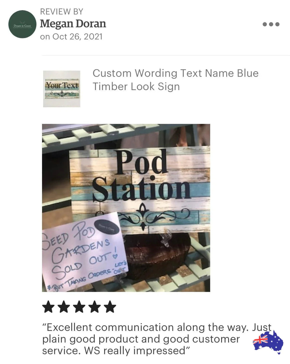 Custom Personalised Blue Timber Look Sign - The Renmy Store Homewares & Gifts