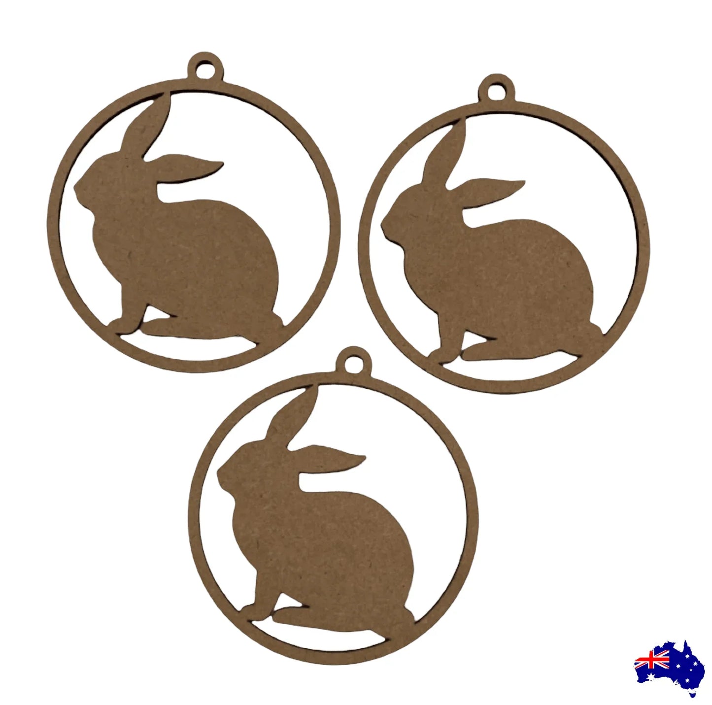 Rabbit Hanging Decoration Set of 3 DIY Raw MDF Timber Art - The Renmy Store Homewares & Gifts