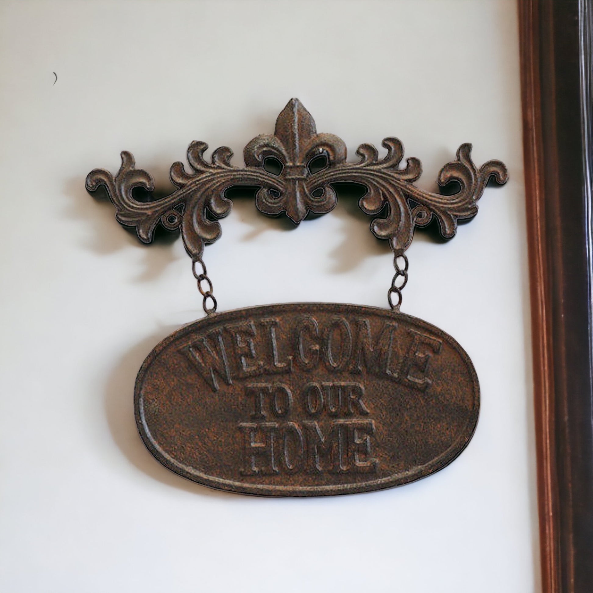 Welcome To Our Home Iron Decorative Fleur Sign - The Renmy Store Homewares & Gifts 