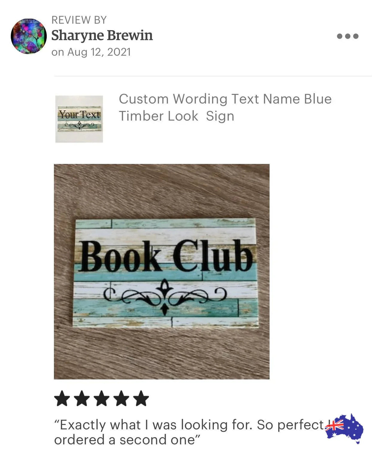 Custom Personalised Blue Timber Look Sign - The Renmy Store Homewares & Gifts