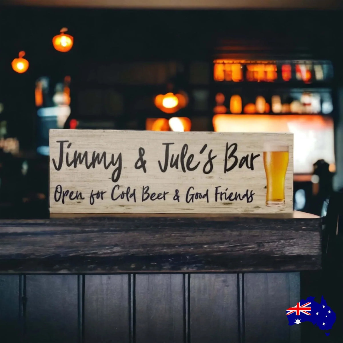 Bar Cold Beer Good Friends Custom Personalised Sign - The Renmy Store Homewares & Gifts