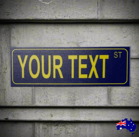 Street Blue Yellow Custom Personalised Sign - The Renmy Store Homewares & Gifts