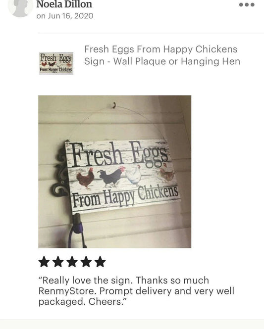 Fresh Eggs From Happy Chickens Sign - The Renmy Store Homewares & Gifts