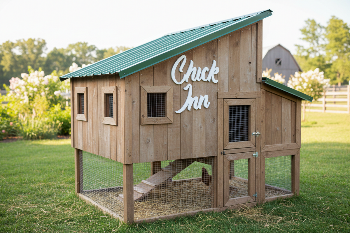 Chick Inn Chicken Coop Sign - Laser Cut Raised Letters - Gloss Black or White - Australian Made