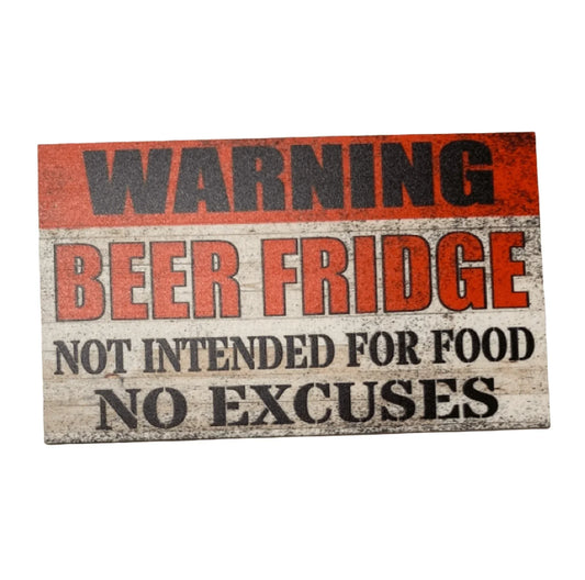 Warning Beer Fridge No Food Sign - The Renmy Store Homewares & Gifts