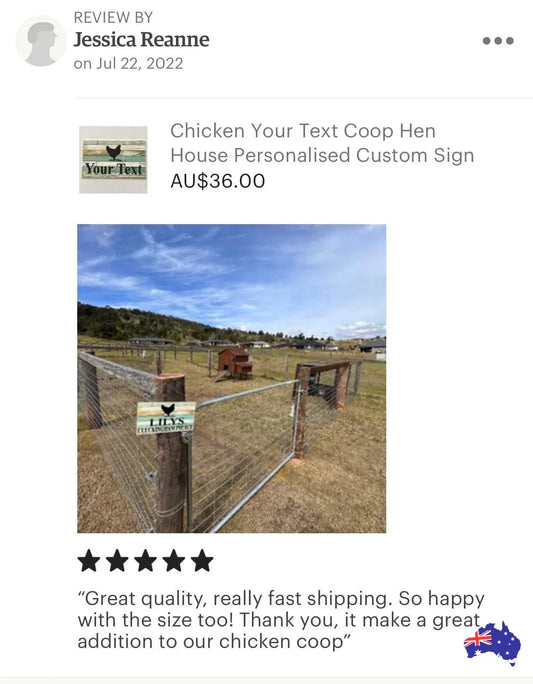 Chicken Hen Custom Personalised Sign Rustic Blue - The Renmy Store Homewares & Gifts