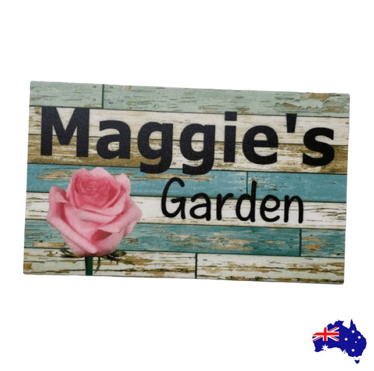 Garden Rose Pink Personalised Custom Sign - The Renmy Store Homewares & Gifts