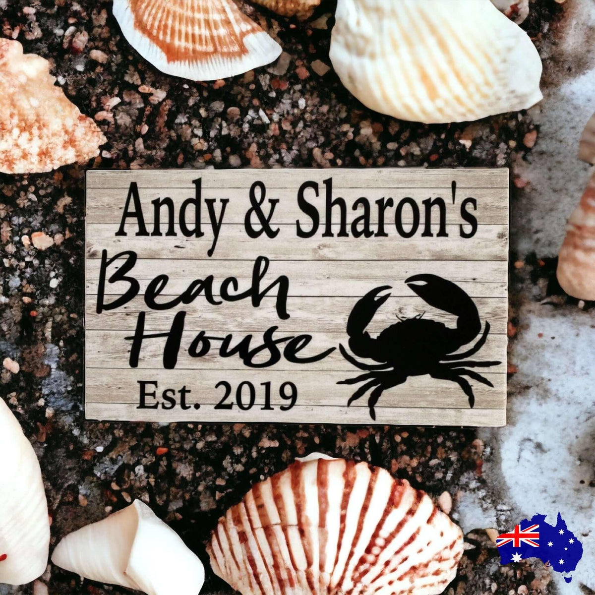Beach House Est. Custom Name Crab Sign - The Renmy Store Homewares & Gifts