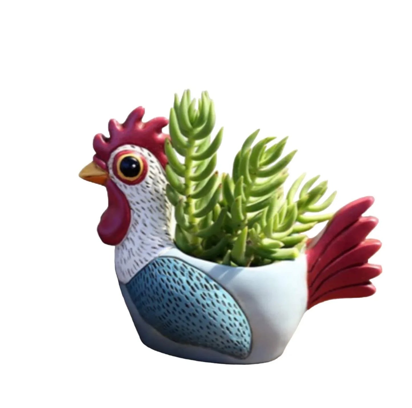 Rooster Blue Pot Planter Plant Small - The Renmy Store Homewares & Gifts