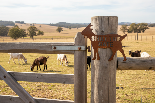 Custom Goat Sign - Pen Gate Wall Decor - Personalised Rusty Metal Steel - Australian Made
