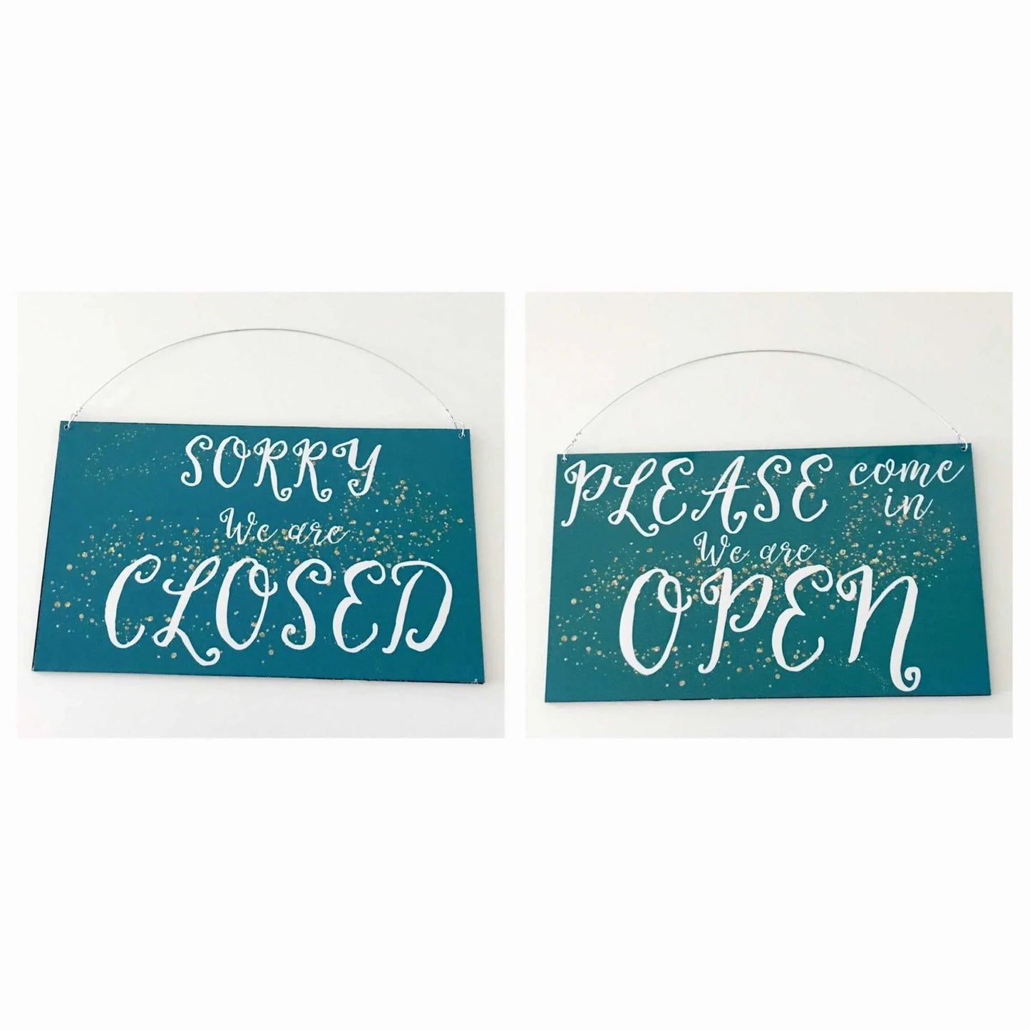 Open Closed Business Shop Cafe Hanging Sign Aqua Chic - The Renmy Store Homewares & Gifts