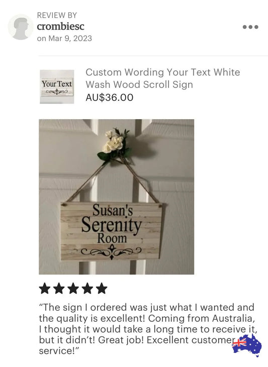 Custom Personalised White Wash Scroll Sign - The Renmy Store Homewares & Gifts