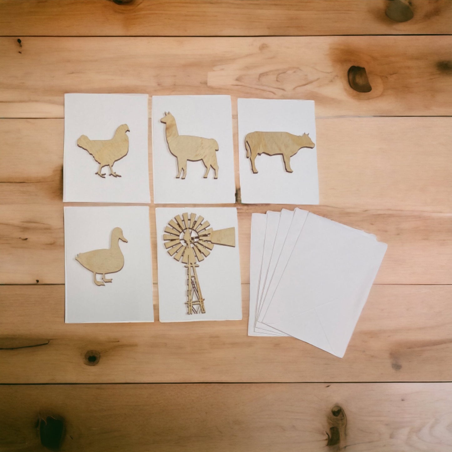 Card Envelope Greeting Set of 5 Country Farm White - The Renmy Store Homewares & Gifts 