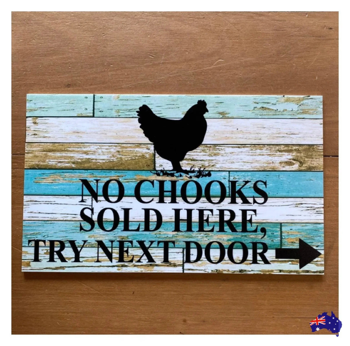 Chicken Hen Custom Personalised Sign Rustic Blue - The Renmy Store Homewares & Gifts