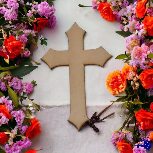 Cross MDF Rustic Pointed Timber DIY Raw Craft - The Renmy Store Homewares & Gifts