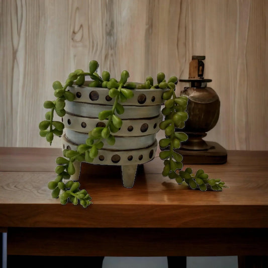 Pot Planter Funky Vera Dot Grey Blue - The Renmy Store Homewares & Gifts