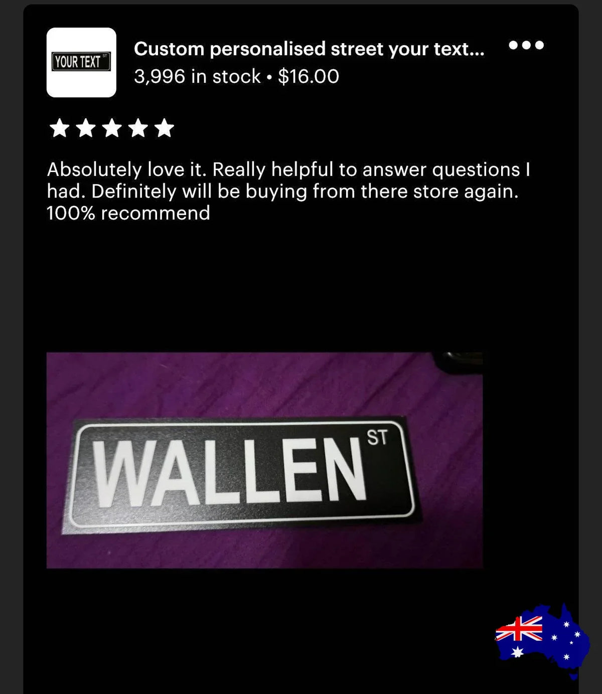 Street Black Custom Personalised Sign - The Renmy Store Homewares & Gifts