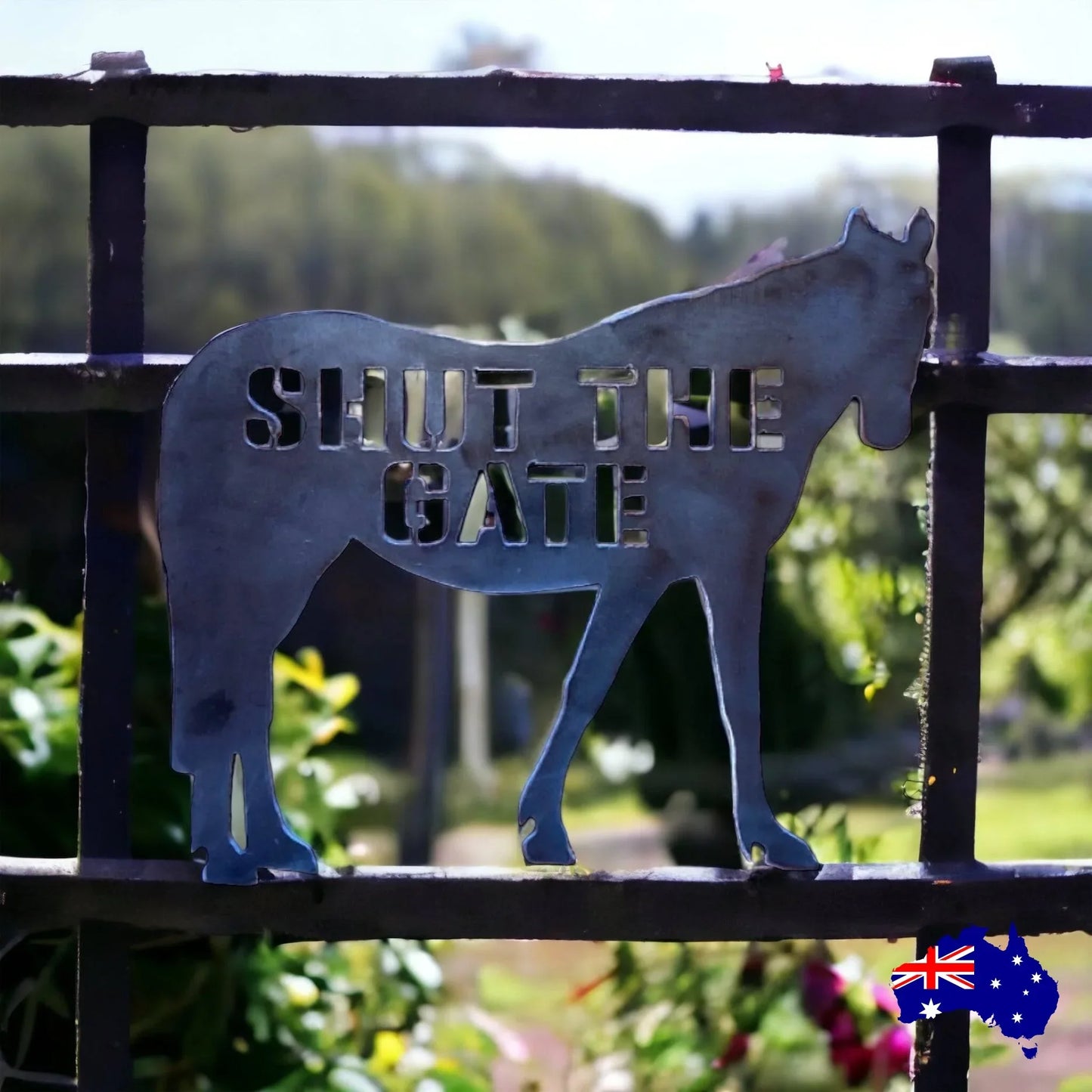 Horse Shut The Gate Steel Metal Sign - The Renmy Store Homewares & Gifts