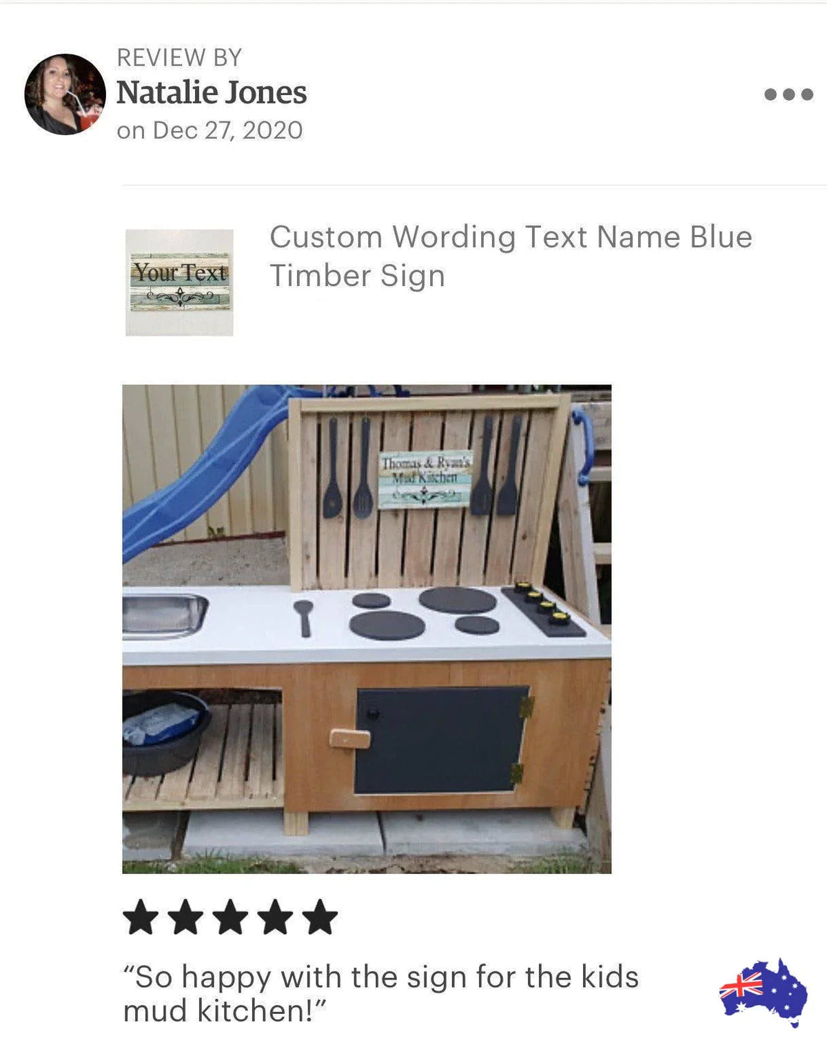 Custom Personalised Blue Timber Look Sign - The Renmy Store Homewares & Gifts