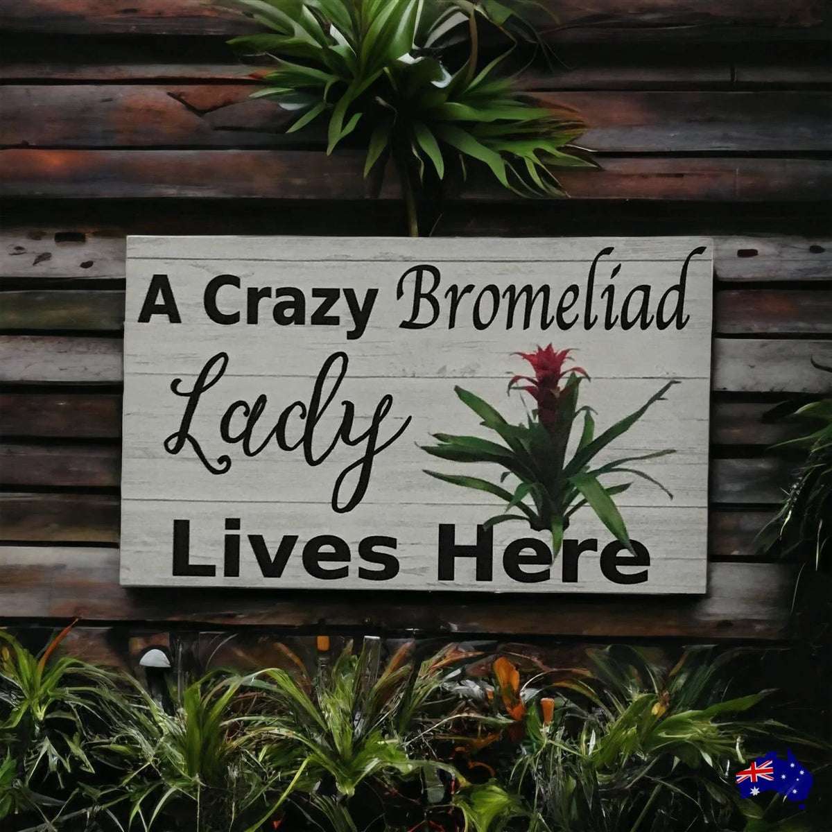 Crazy Bromeliad Lady Lives Here Sign - The Renmy Store Homewares & Gifts
