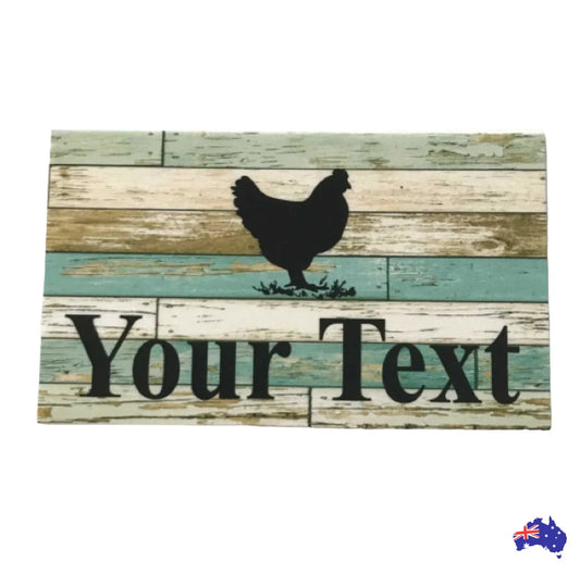 Chicken Hen Custom Personalised Sign Rustic Blue - The Renmy Store Homewares & Gifts