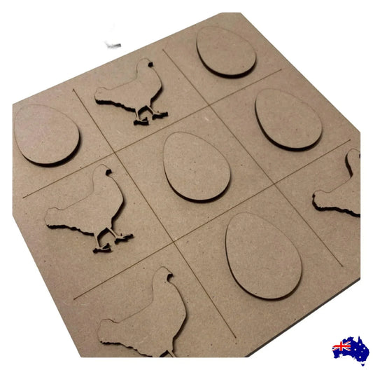 Tic Tac Toe Noughts Crosses Wood DIY Craft Chicken Egg - The Renmy Store Homewares & Gifts