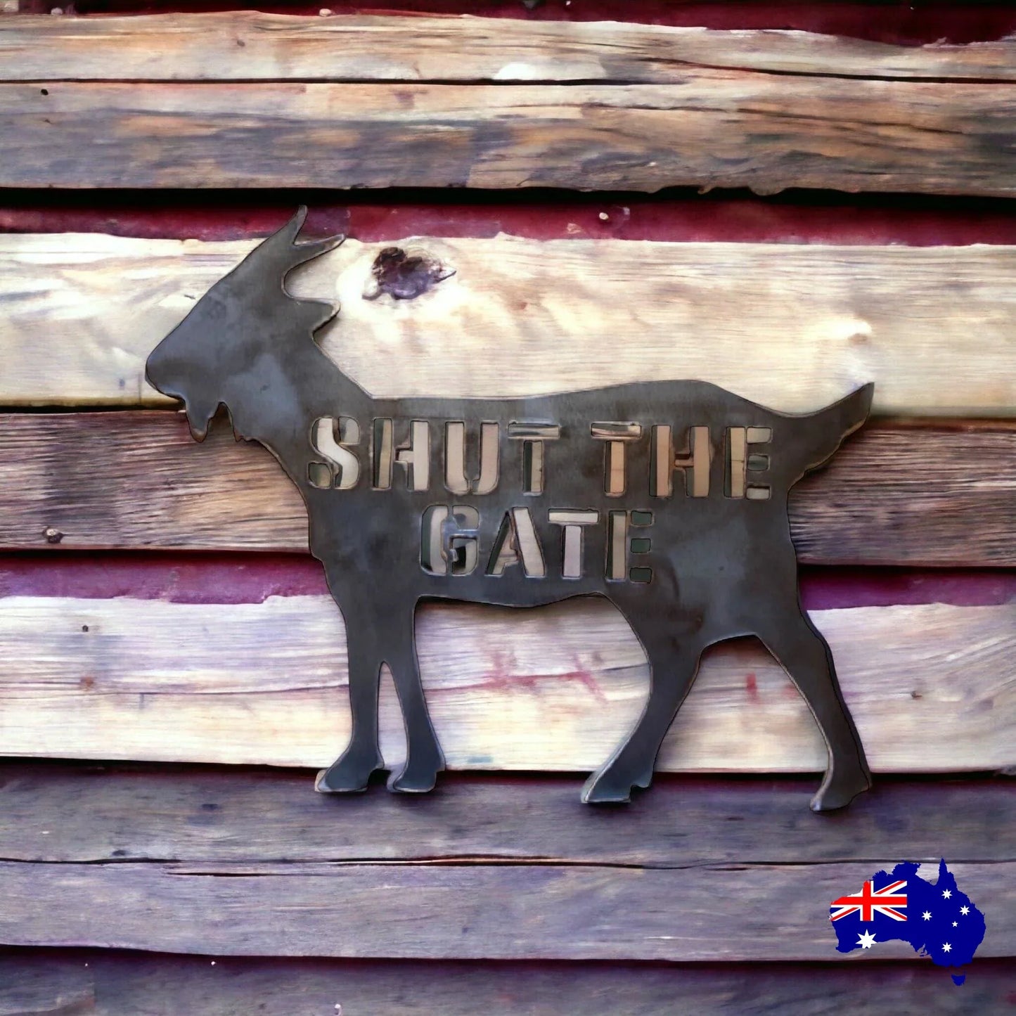 Goat Shut The Gate Steel Metal Sign - The Renmy Store Homewares & Gifts