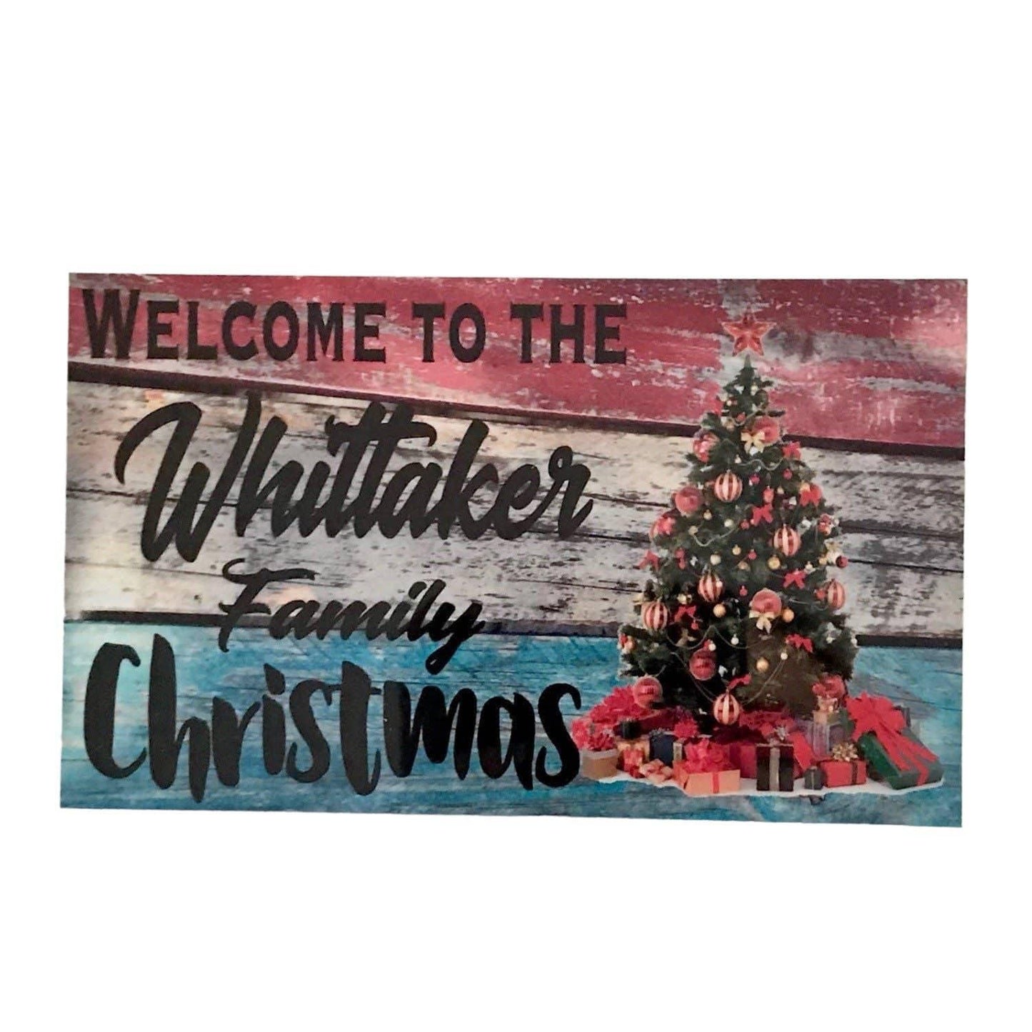 Welcome To Your Family Name Christmas Vintage Custom Sign - The Renmy Store Homewares & Gifts