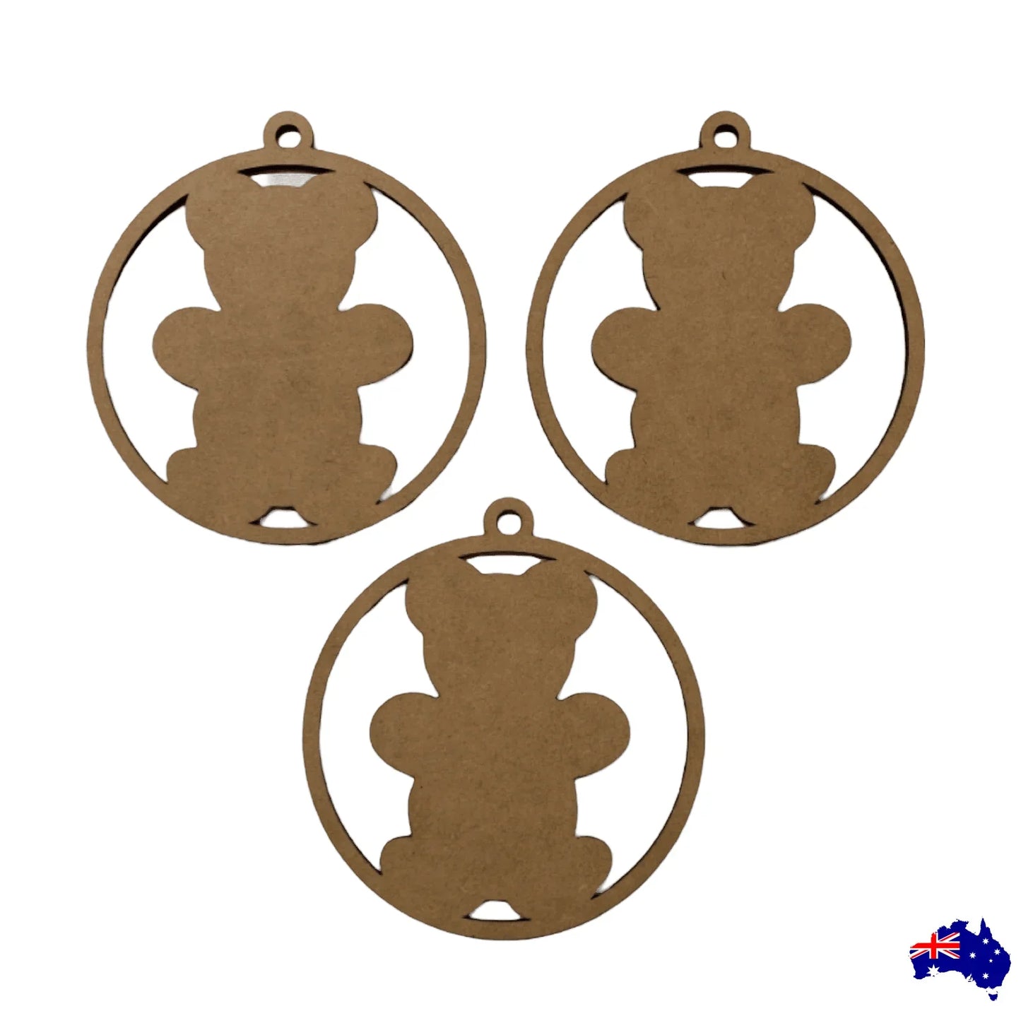 Bear Hanging Decoration x 3 DIY MDF Timber Art - The Renmy Store Homewares & Gifts