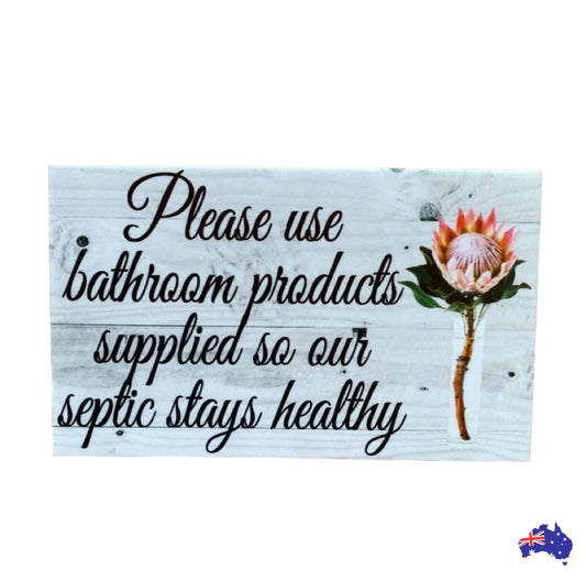 Bathroom Eco Friendly Guests Protea Sign - The Renmy Store Homewares & Gifts