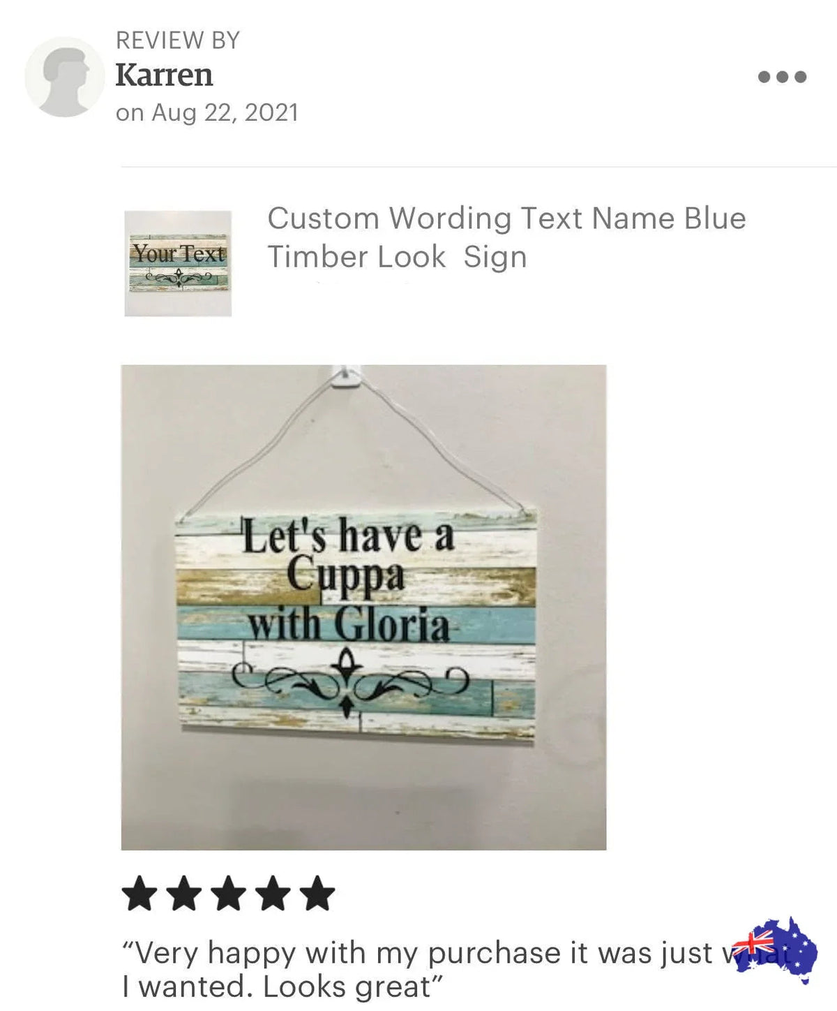 Custom Personalised Blue Timber Look Sign - The Renmy Store Homewares & Gifts