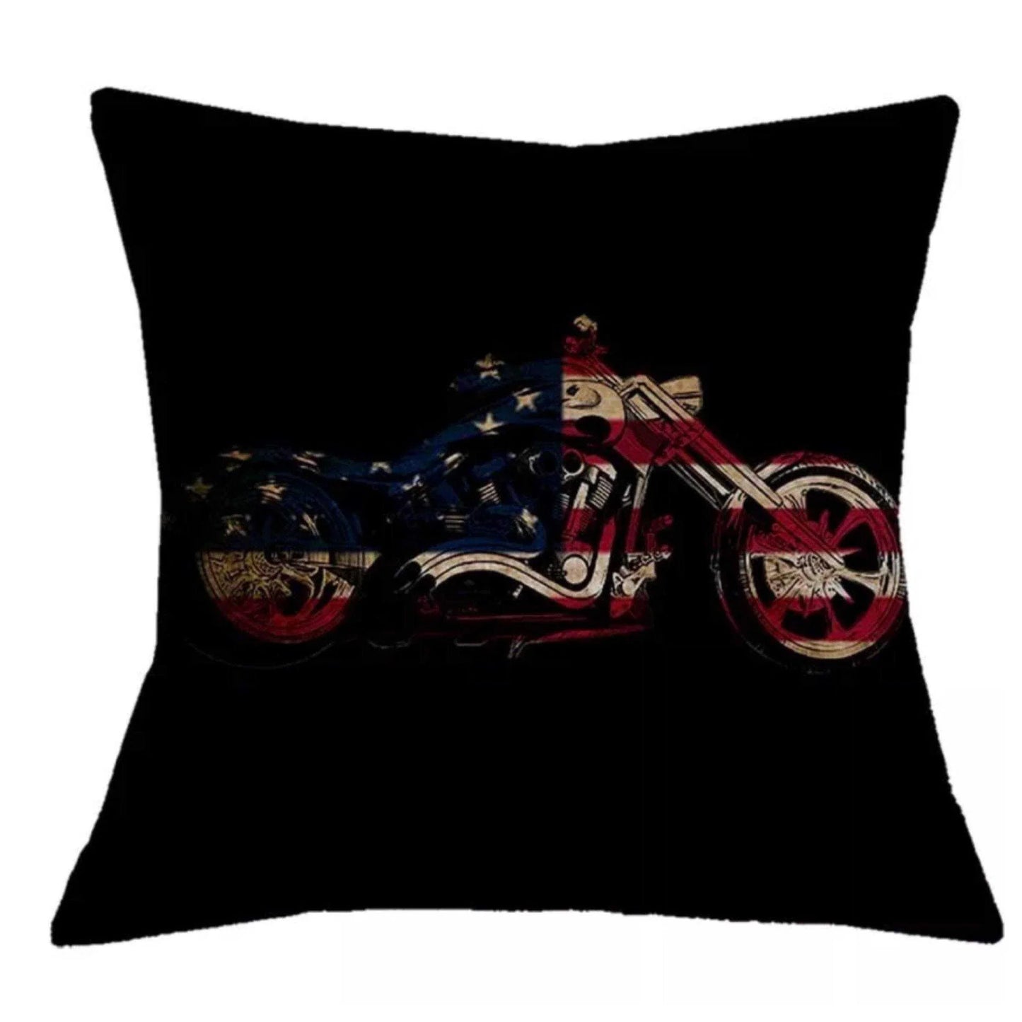 Cushion Pillow Cover Motorbike Motorcycle American Flag Man Shed - The Renmy Store Homewares & Gifts