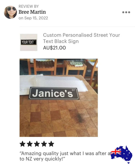Street Black Custom Personalised Sign - The Renmy Store Homewares & Gifts