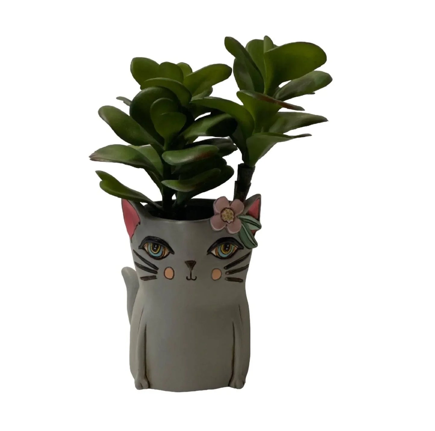 Cat Kitty Grey Pot Planter Plant Pen Holder - The Renmy Store Homewares & Gifts