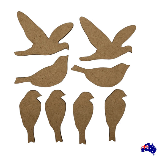 Bird Bird Set of 16 Raw MDF Wooden DIY Craft - The Renmy Store Homewares & Gifts