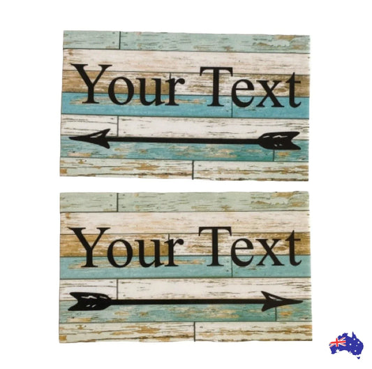 Custom Personalised Arrow Rustic Blue Direction Sign - The Renmy Store Homewares & Gifts